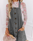 Blauw Denim Mini - jurk met Brede Bandjes, Knoopsluiting en Zakken - Bella Fit™