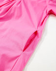 Bonbonroze Plooi Jurk met V - hals, Korte Vlindermouwen en Split Detail - Bella Fit™