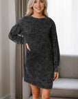 Grijze Mini - jurk met Luipaardprint, Pofmouwen en Zakken - Bella Fit™
