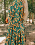 Groene bloemenprint tuniek soepele korte jurk met trekkoord - Bella Fit™