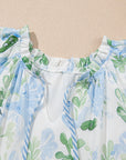Mini - jurk met Bloemenprint, Contrasterende Randen, Laagjes en Korte Mouwen - Bella Fit™