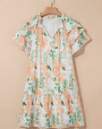 Mini - jurk met Bloemenprint, Contrasterende Randen, Laagjes en Korte Mouwen - Bella Fit™