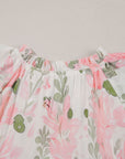 Mini - jurk met Bloemenprint, Contrasterende Randen, Laagjes en Korte Mouwen - Bella Fit™