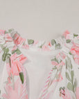 Mini - jurk met Bloemenprint, Contrasterende Randen, Laagjes en Korte Mouwen - Bella Fit™