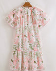 Mini - jurk met Bloemenprint, Contrasterende Randen, Laagjes en Korte Mouwen - Bella Fit™