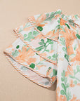 Mini - jurk met Bloemenprint, Contrasterende Randen, Laagjes en Korte Mouwen - Bella Fit™