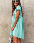 Mini - jurk met rucherand, ronde hals en losse pasvorm - Bella Fit™