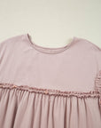 Mini - jurk met rucherand, ronde hals en losse pasvorm - Bella Fit™