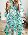 Mini - jurk met tribalprint, armbandmouwen en knoopsluiting - Bella Fit™