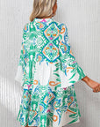 Mini - jurk met tribalprint, armbandmouwen en knoopsluiting - Bella Fit™