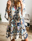 Mini - jurk met tribalprint, armbandmouwen en knoopsluiting - Bella Fit™