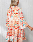 Mini - jurk met tribalprint, armbandmouwen en knoopsluiting - Bella Fit™