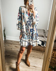 Mini - jurk met tribalprint, armbandmouwen en knoopsluiting - Bella Fit™