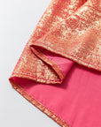 Perzikroze Mini Shirtjurk met Knoopjes, Pofmouwen en Glanzende Metallic Finish - Bella Fit™