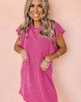 Zomerse Jurk met Speelse Textuur en Ruches – Relaxte Chic - Bella Fit™