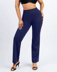 Larisa - Pantaloni in rete modellante incorporata a vita alta con gamba dritta