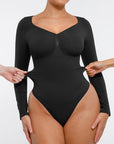 Marcella -  Naadloze Lange Mouw Body met String, Borstondersteuning & Buikcontrole