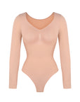 Marcella -  Naadloze Lange Mouw Body met String, Borstondersteuning & Buikcontrole