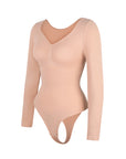 Marcella -  Naadloze Lange Mouw Body met String, Borstondersteuning & Buikcontrole