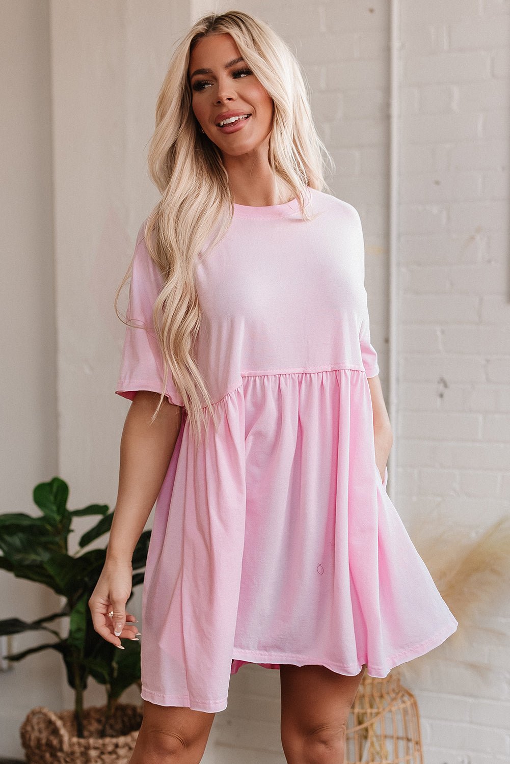 Babydoll Jurk met Zakken en Raw Edge Details - Bella Fit™