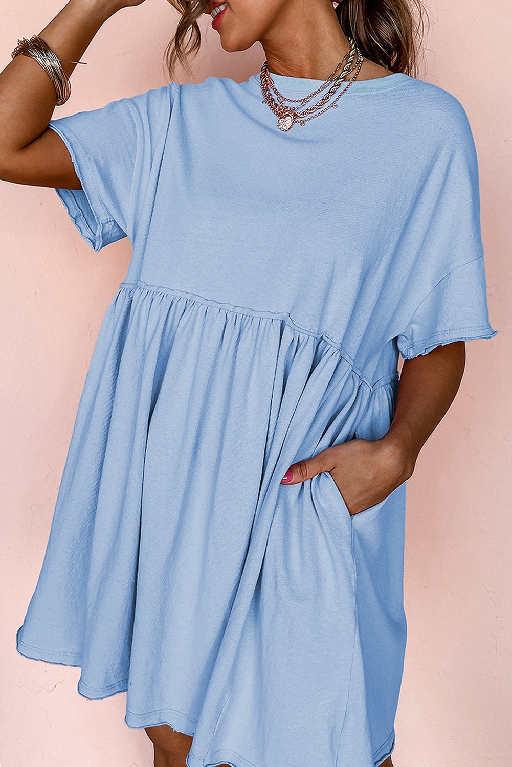 Babydoll Jurk met Zakken en Raw Edge Details - Bella Fit™