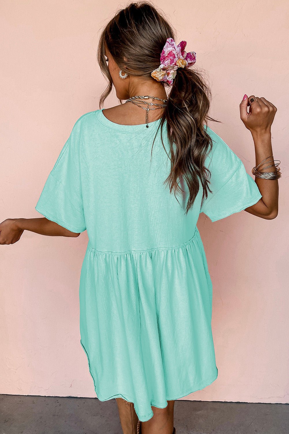 Babydoll Jurk met Zakken en Raw Edge Details - Bella Fit™