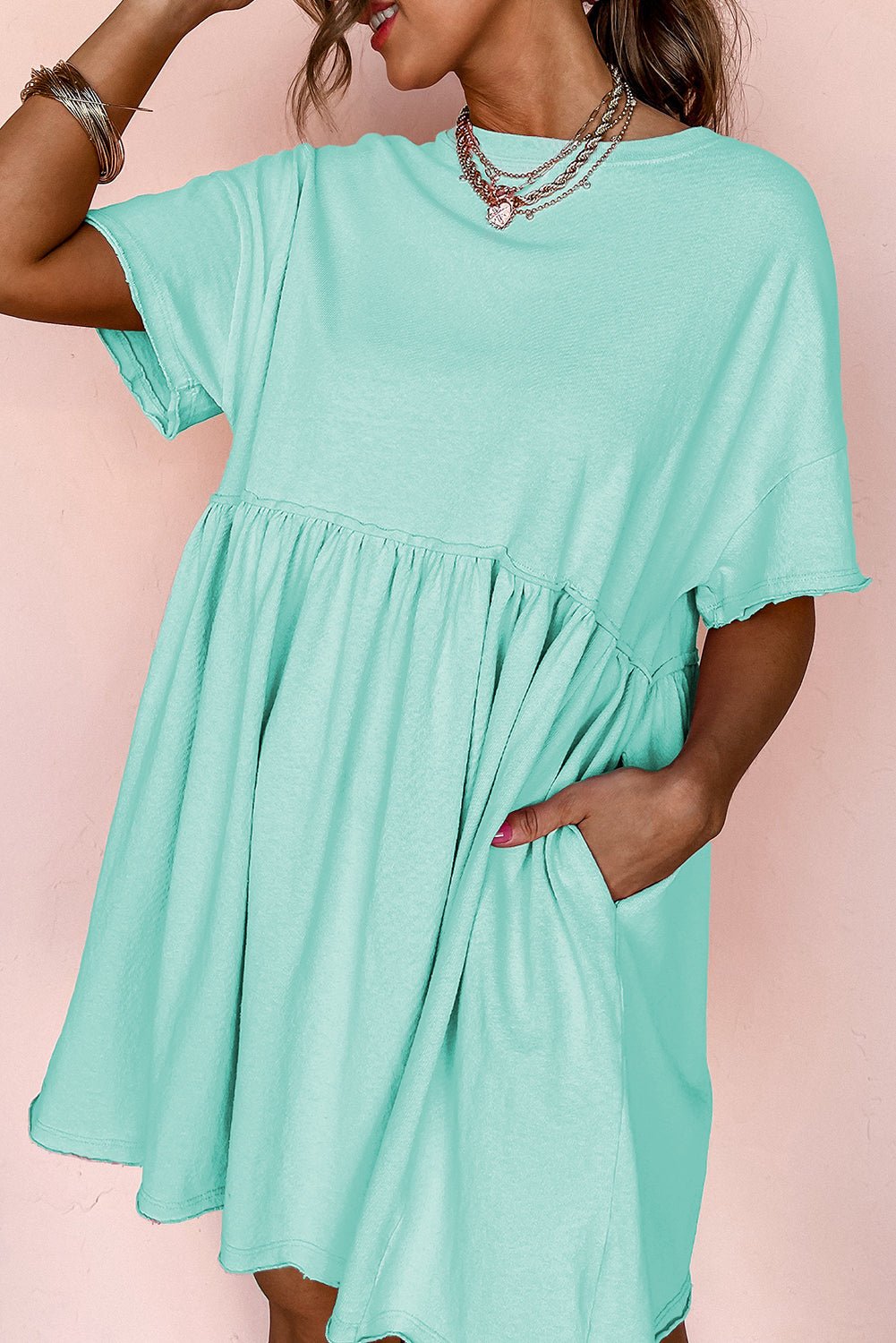 Babydoll Jurk met Zakken en Raw Edge Details - Bella Fit™