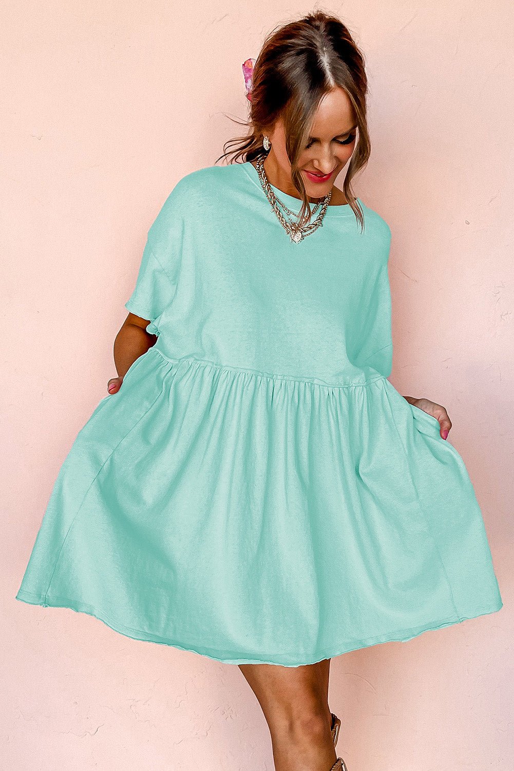 Babydoll Jurk met Zakken en Raw Edge Details - Bella Fit™