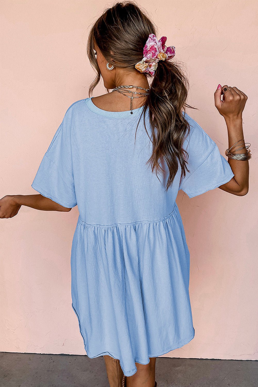 Babydoll Jurk met Zakken en Raw Edge Details - Bella Fit™