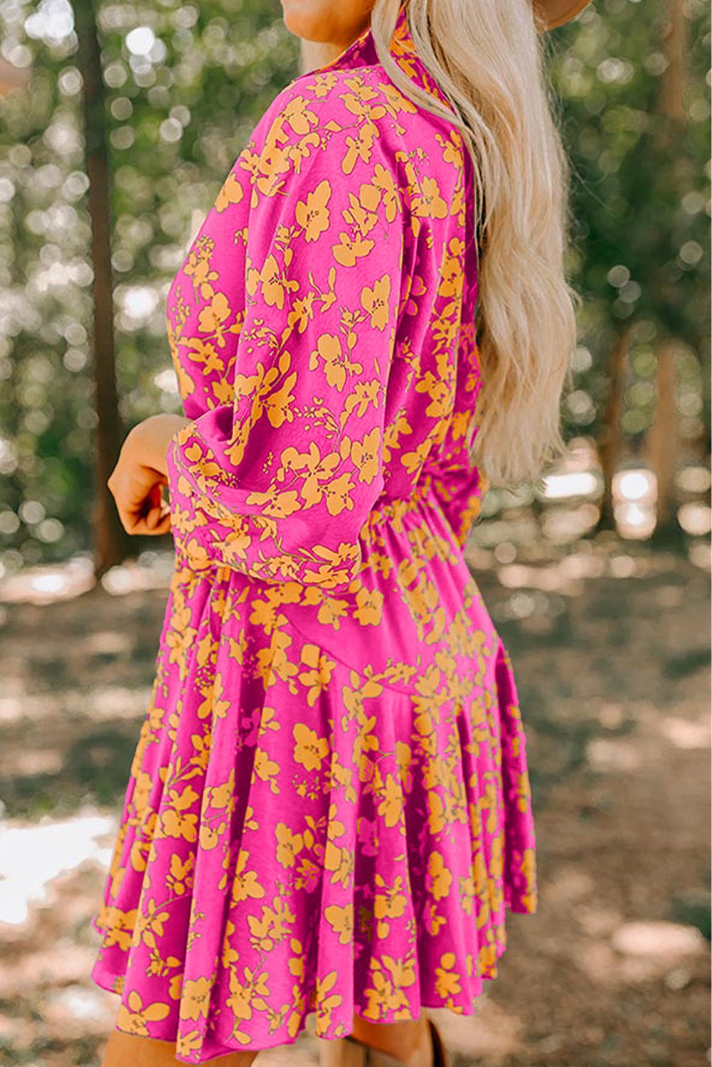 Groene bloemenprint tuniek soepele korte jurk met trekkoord - Bella Fit™