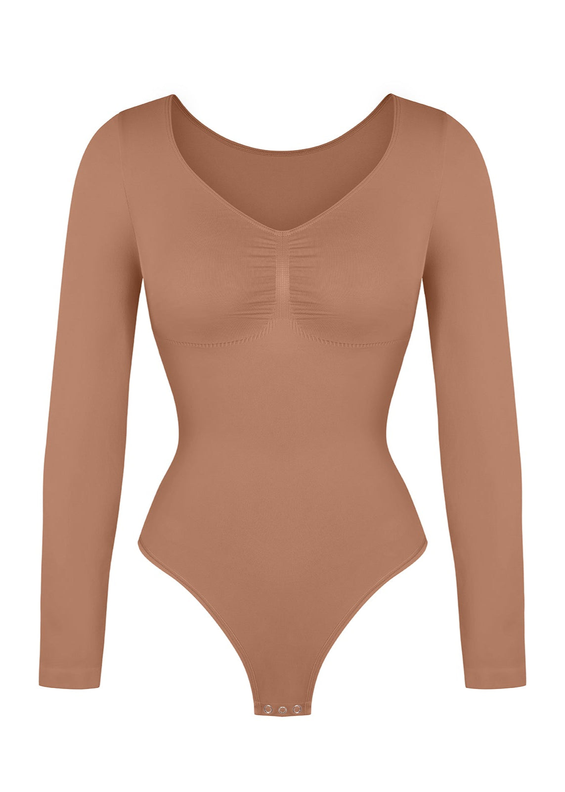 Marcella - Naadloze Lange Mouw Body met String, Borstondersteuning &amp; Buikcontrole - Bella Fit™