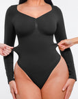 Marcella - Naadloze Lange Mouw Body met String, Borstondersteuning & Buikcontrole - Bella Fit™