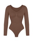 Marcella - Naadloze Lange Mouw Body met String, Borstondersteuning & Buikcontrole - Bella Fit™