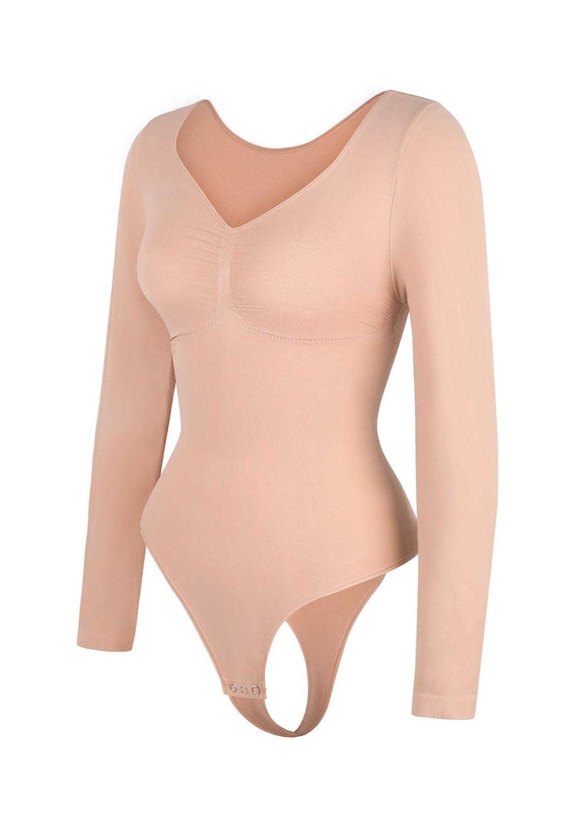 Marcella - Naadloze Lange Mouw Body met String, Borstondersteuning &amp; Buikcontrole - Bella Fit™