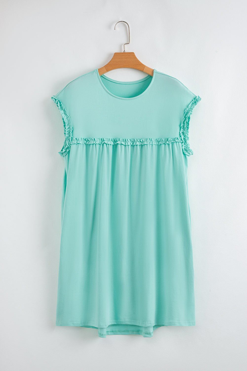 Mini - jurk met rucherand, ronde hals en losse pasvorm - Bella Fit™