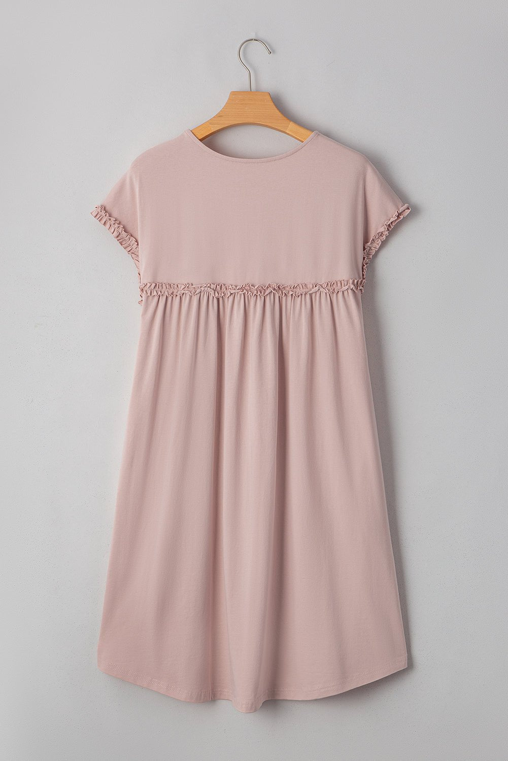 Mini - jurk met rucherand, ronde hals en losse pasvorm - Bella Fit™