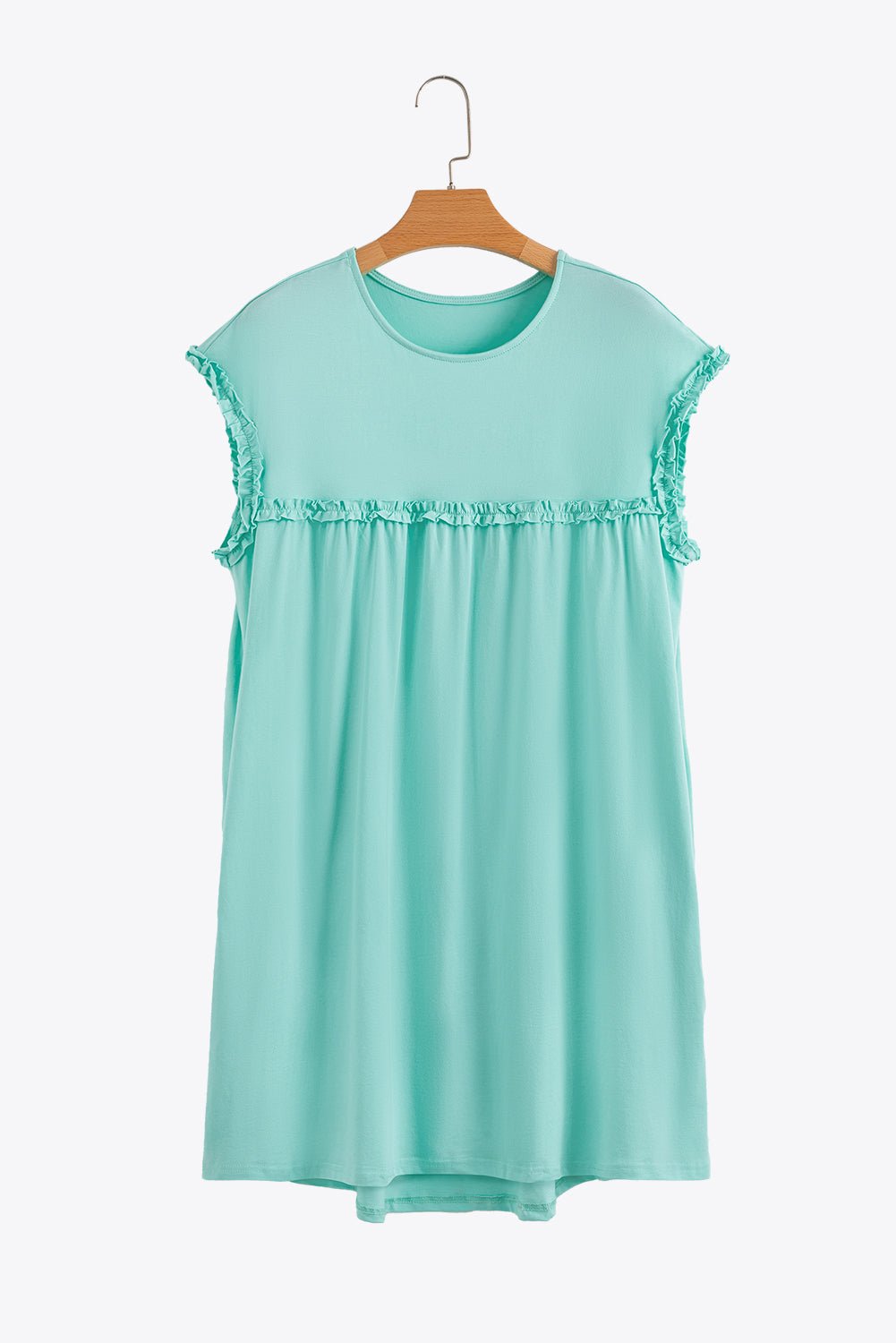 Mini - jurk met rucherand, ronde hals en losse pasvorm - Bella Fit™