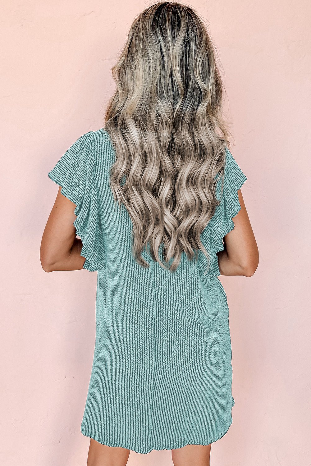 Zomerse Jurk met Speelse Textuur en Ruches – Relaxte Chic - Bella Fit™