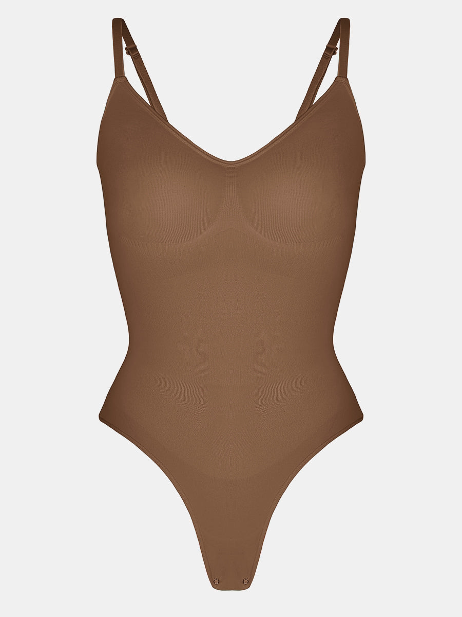 Stefanie - Seamless Bodysuit Thong With Spaghetti Shoulder Straps