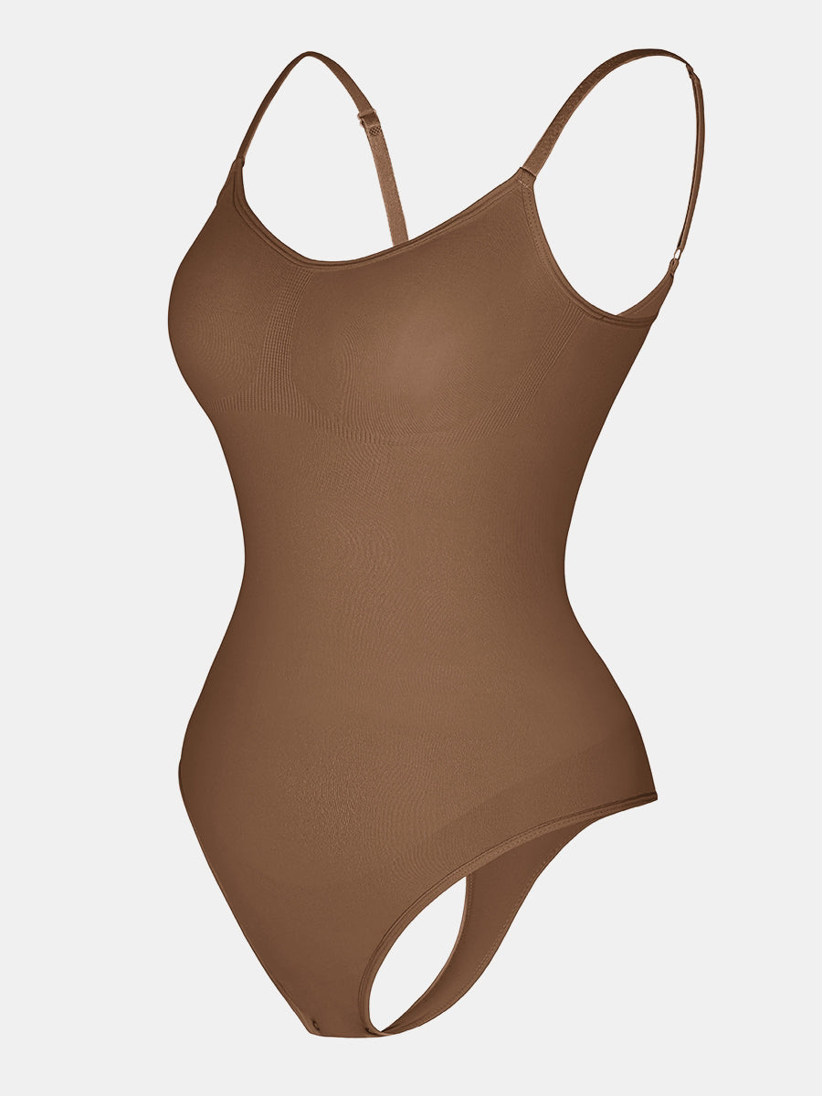 Stefanie - Seamless Bodysuit Thong With Spaghetti Shoulder Straps